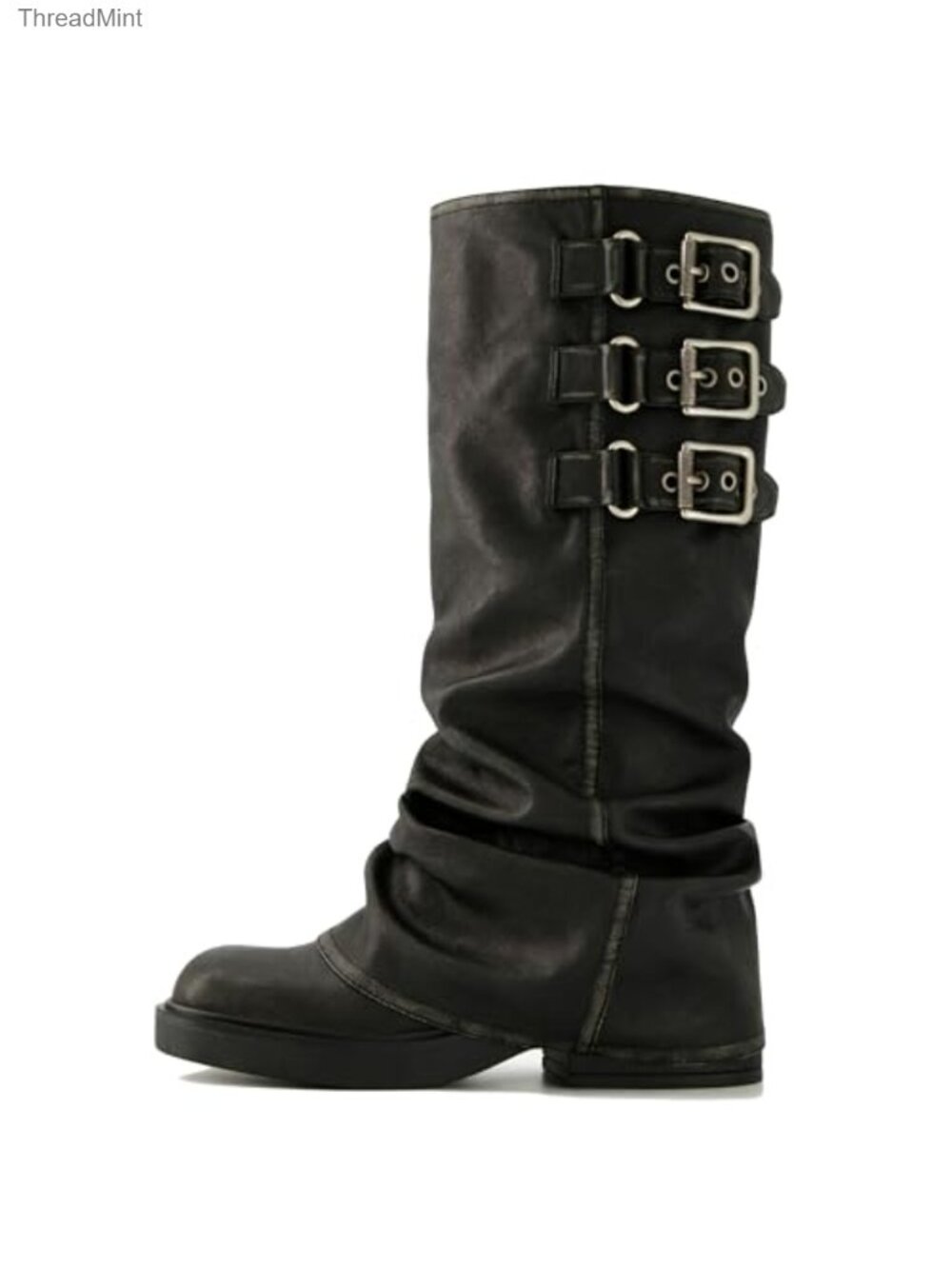 ClassicSter Women's Slouch Knee High Chunky Heel Goth Platform Boots Fold Over